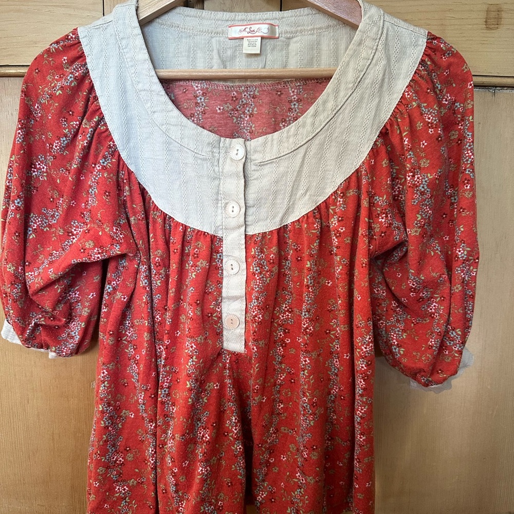 Lux Burnt orange and Cream Floral Blouse